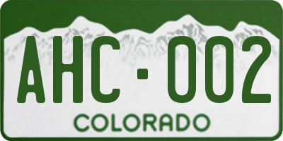 CO license plate AHC002