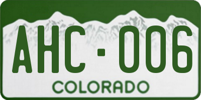CO license plate AHC006