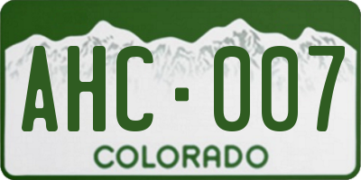 CO license plate AHC007
