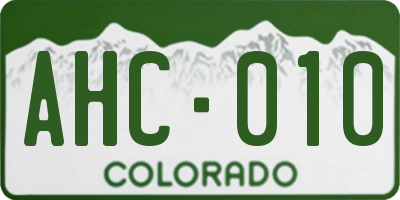CO license plate AHC010