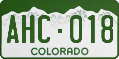 CO license plate AHC018