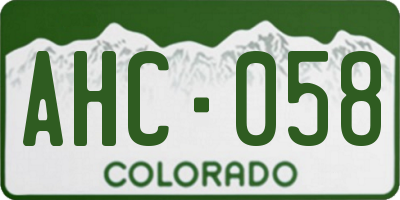 CO license plate AHC058