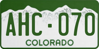 CO license plate AHC070