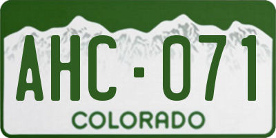 CO license plate AHC071