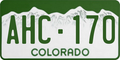 CO license plate AHC170