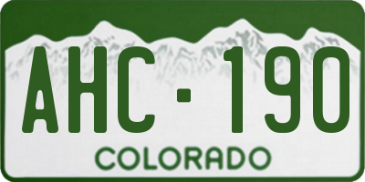 CO license plate AHC190