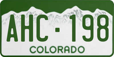 CO license plate AHC198