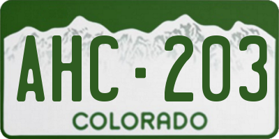 CO license plate AHC203