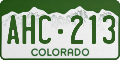 CO license plate AHC213