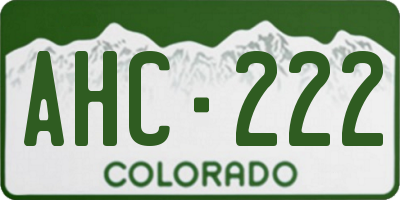 CO license plate AHC222