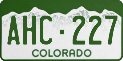 CO license plate AHC227