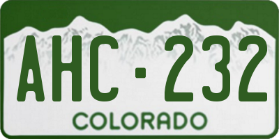 CO license plate AHC232