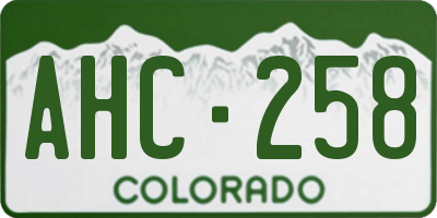 CO license plate AHC258