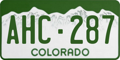 CO license plate AHC287