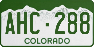 CO license plate AHC288