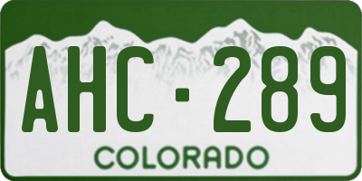 CO license plate AHC289