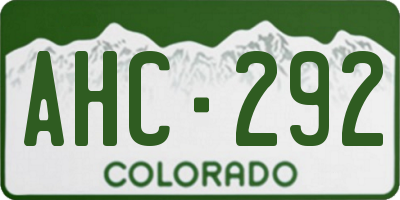 CO license plate AHC292
