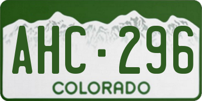 CO license plate AHC296