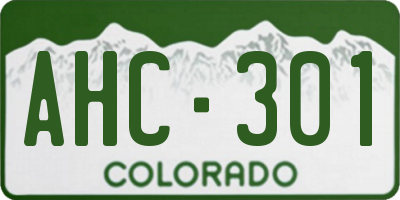 CO license plate AHC301