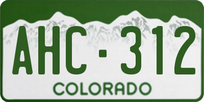 CO license plate AHC312