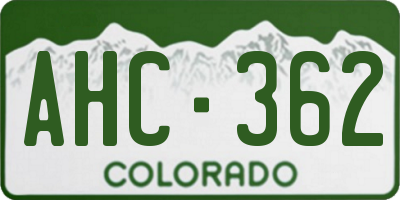 CO license plate AHC362