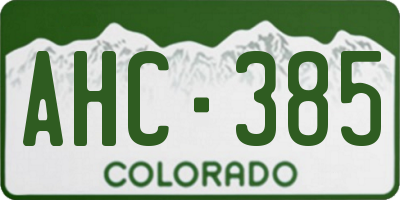 CO license plate AHC385