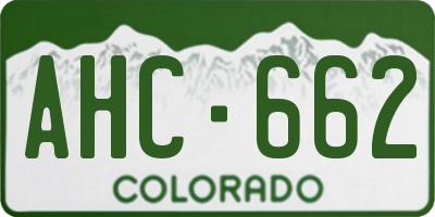 CO license plate AHC662