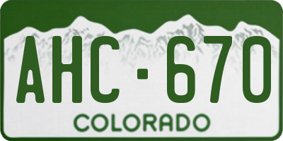 CO license plate AHC670