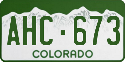 CO license plate AHC673