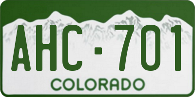 CO license plate AHC701