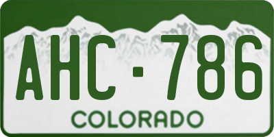 CO license plate AHC786