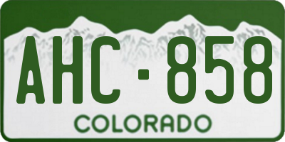 CO license plate AHC858