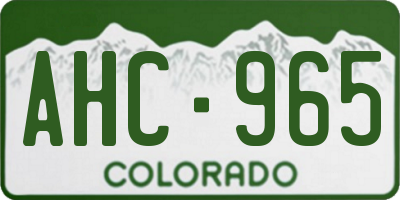 CO license plate AHC965