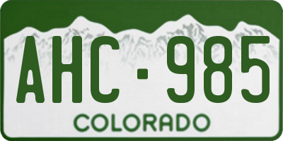CO license plate AHC985