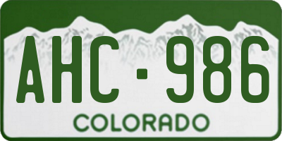 CO license plate AHC986