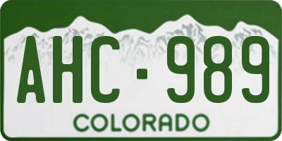 CO license plate AHC989