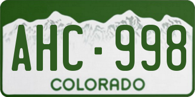 CO license plate AHC998
