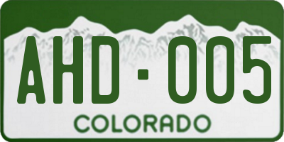 CO license plate AHD005