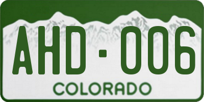 CO license plate AHD006