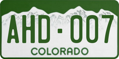 CO license plate AHD007
