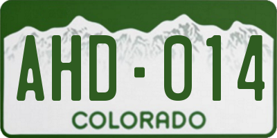 CO license plate AHD014