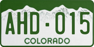 CO license plate AHD015