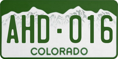 CO license plate AHD016