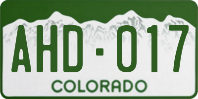 CO license plate AHD017