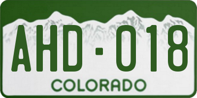 CO license plate AHD018