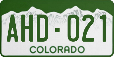 CO license plate AHD021