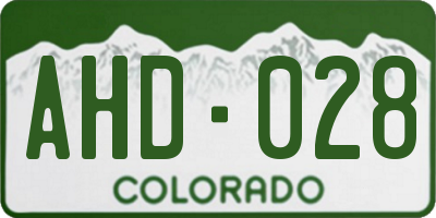 CO license plate AHD028