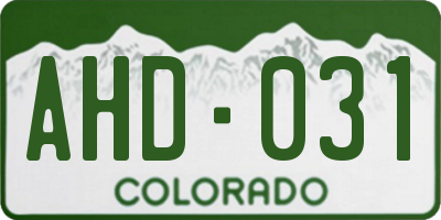 CO license plate AHD031