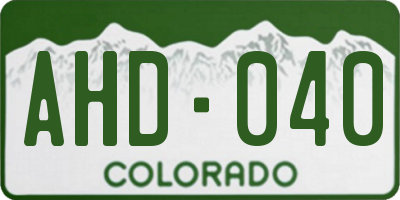 CO license plate AHD040