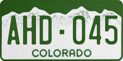 CO license plate AHD045